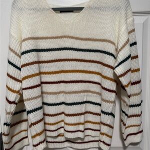 SHEIN Multicolor Striped V-Neck Sweater